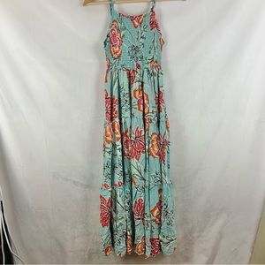 JAASE Floral Smocked Tiered Spaghetti Strap Maxi Dress Sz S